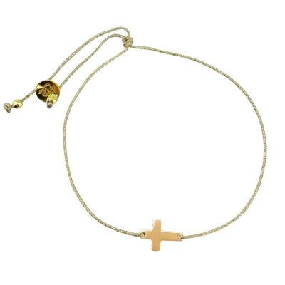 Sophie Deschamps Cross Bracelet - 3 micron gold plated - Made in Lyon