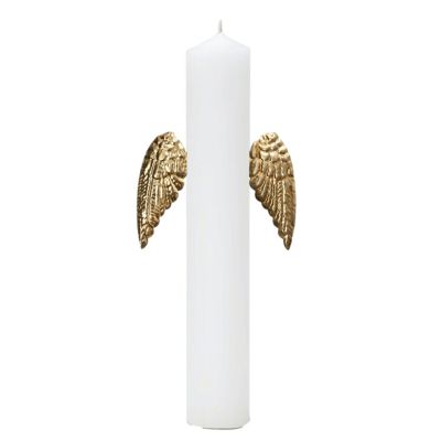 Boncoeurs candle jewel - Wings in patinated white tin gold color