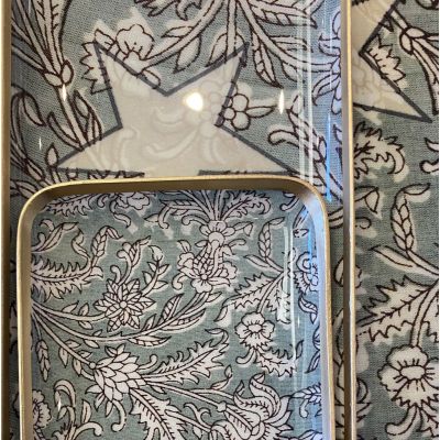 Boncoeurs Floral Enamel Tray Verdigris