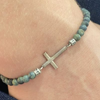 Cross Bracelet in Bass Rope - african Turquoise