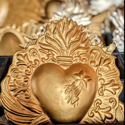 Ex-Voto Heart - embossed and patinated by hand