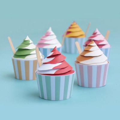 paper models - 6 pretty little ice cream cups to make