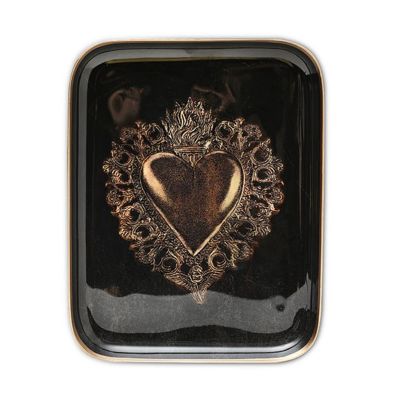 Half enamelled tray Boncoeurs coeur Maria 25x19cm