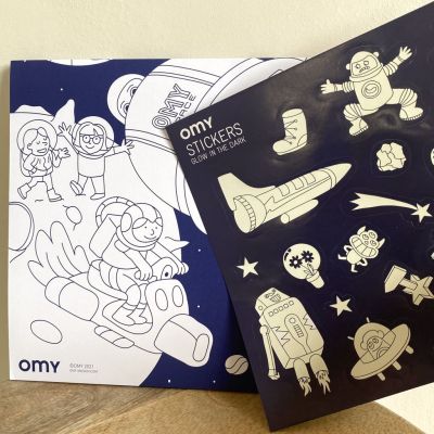 Giant coloring poster with phosphorescent stickers