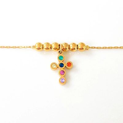 Multicolored cross bracelet