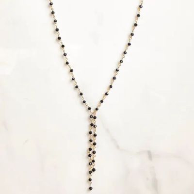 Rosary necklace with black pearls