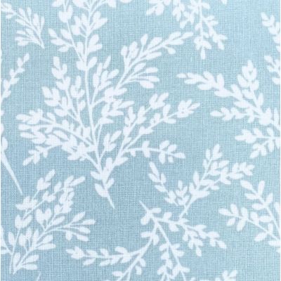 Almond green cotton fabric with white floral pattern