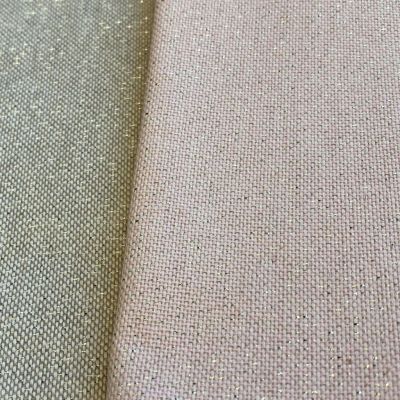 Pink shiny linen fabric with gold sequins