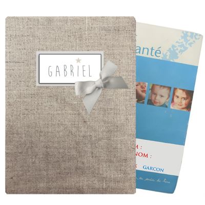Health notebook coated linen personalized with name