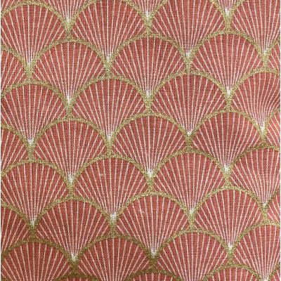 Coral and matte gold cotton fabric