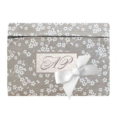 Women's Makeup Bag - White flowers pattern