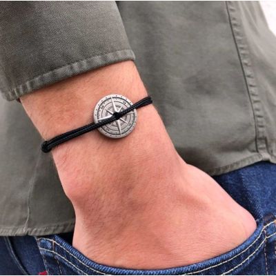 Aged silver bracelet - black