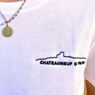 Mixed white T-shirt - Chateauneuf embroidery from Pape Line