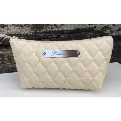 Ecru quilted make up bag