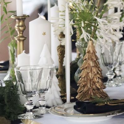 Decorate your holiday table with this beautiful gold wax tree