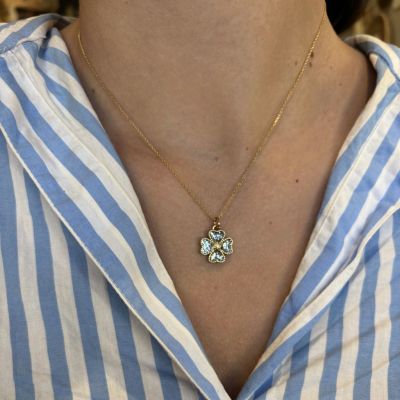 Mademoiselle Oups - Silver enamel clover necklace