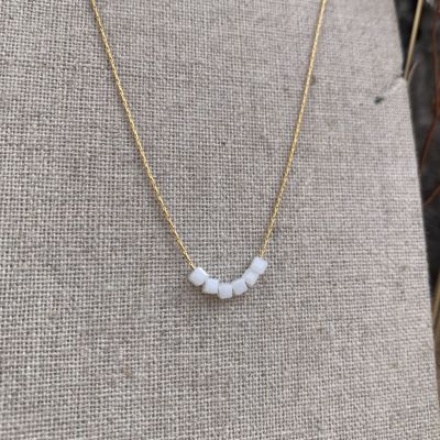 litchi - white simply square necklace