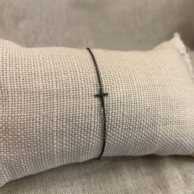 sing a song - small black cross bracelet