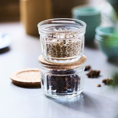 Set of 2 dry storage verrines with cork lid