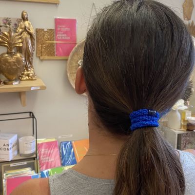 KkNEKKIi Bubblegum-Electric blue glitter hair ties