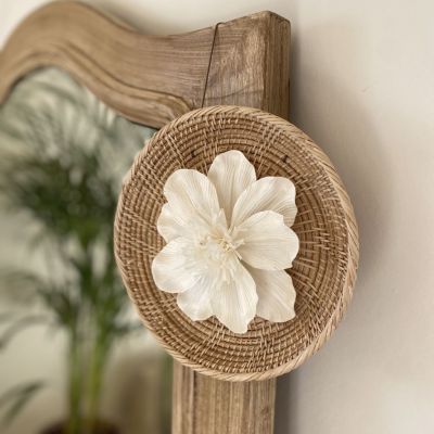 Rattan and Sola wood flower wall decoration