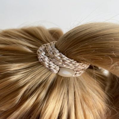 KKNEKKI - Beige glitter hair ties