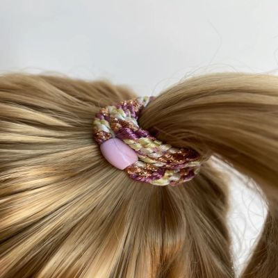 KKNEKKI - Mix Old Pink Yellow glitter hair ties