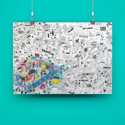 OMY giant coloring poster - surf & skate