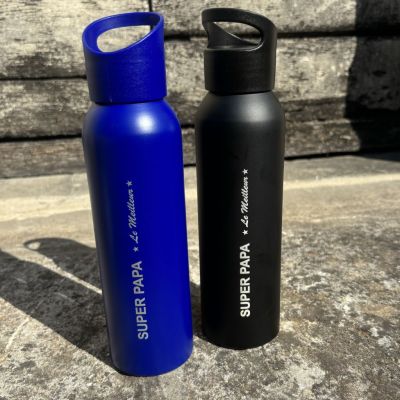 Super papa water bottle 600ml - Black & Blue