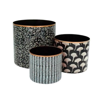 Set of 3 Boncoeurs black and white plant pots