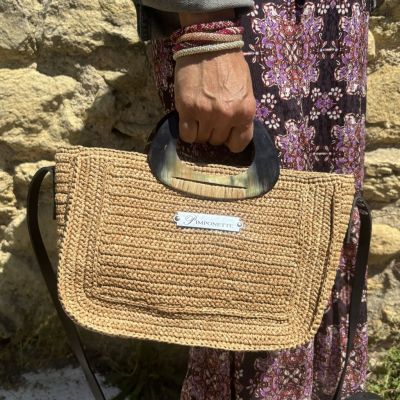 Raffia bag with small shoulder strap