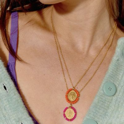 Palas Santa Maria Orange Medal Necklace