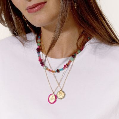 Santa Rita lucky charm medal necklace