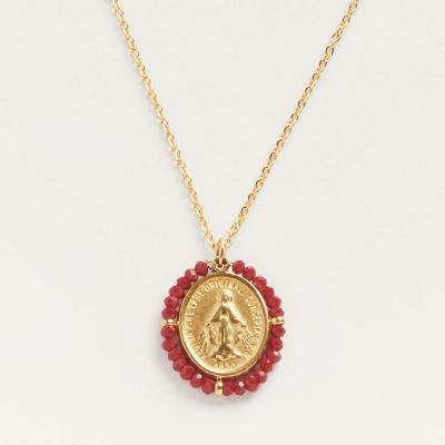 Santa Rita lucky charm medal necklace