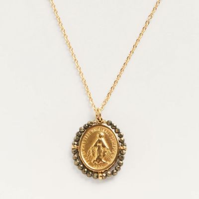 Santa Rita lucky charm medal necklace