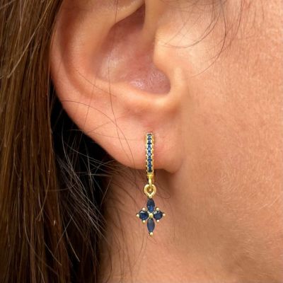 Creole Cross Earring - Blue