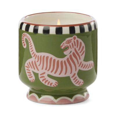 A Dopo Ceramic Candle "Tiger" Hand Painted - Black Cedar and Fig