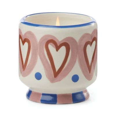 A Dopo Ceramic Candle "Hearts" hand painted - Vanilla and Rosewood