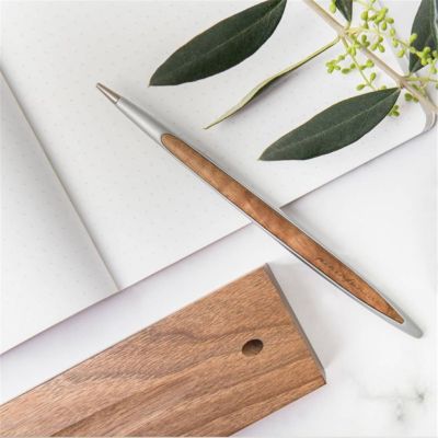 Pininfarina - Cambiano Walnut wood pen Ethergraf lead with stand