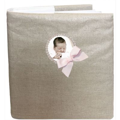 Custom glossy linen photo album with a photo