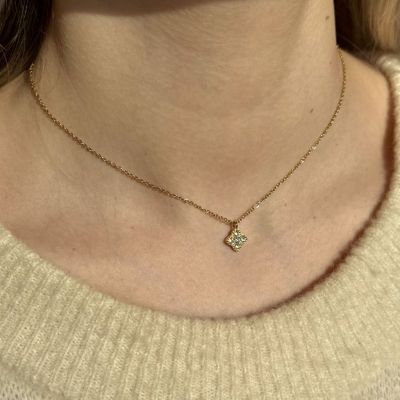 Stainless steel and zircon necklace