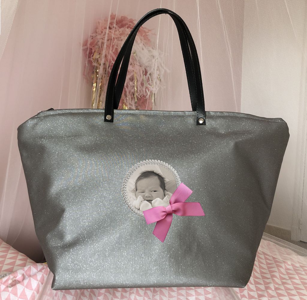Changing Bag - Personalized Baby Bag with its Photo - Sparkling Gray - Birthing List