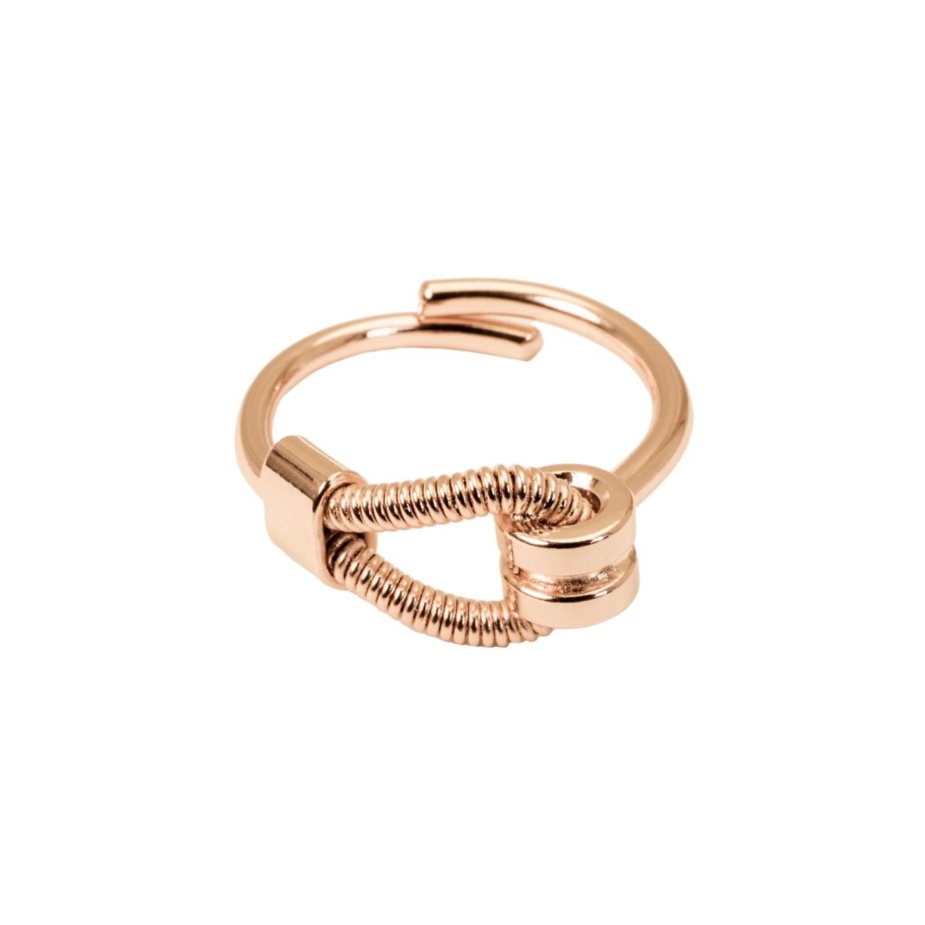 sing a song - rose gold plated guitar string horizontal ring